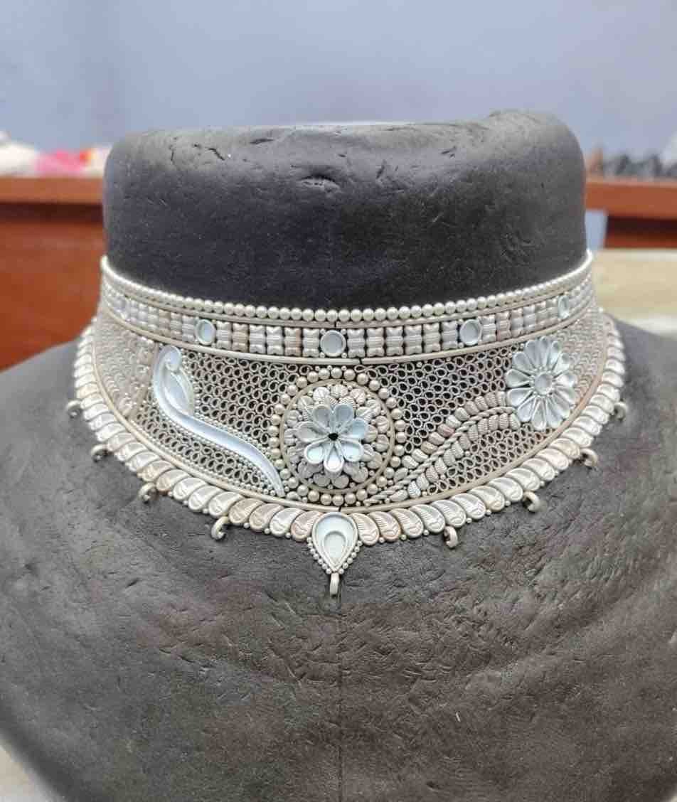 Jaipur Mastercrafted Wire Filigree Silver Choker - Zaveri Mahal Jaipur