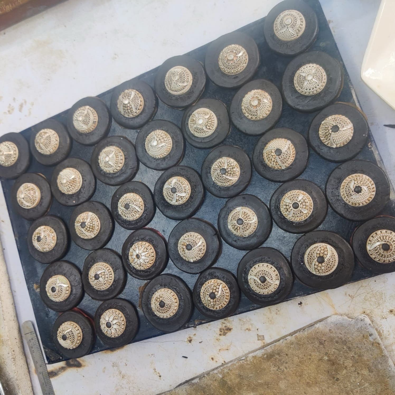 Authentic hand-carved silver matrix casting dies at Zaveri Mahal Jaipur atelier