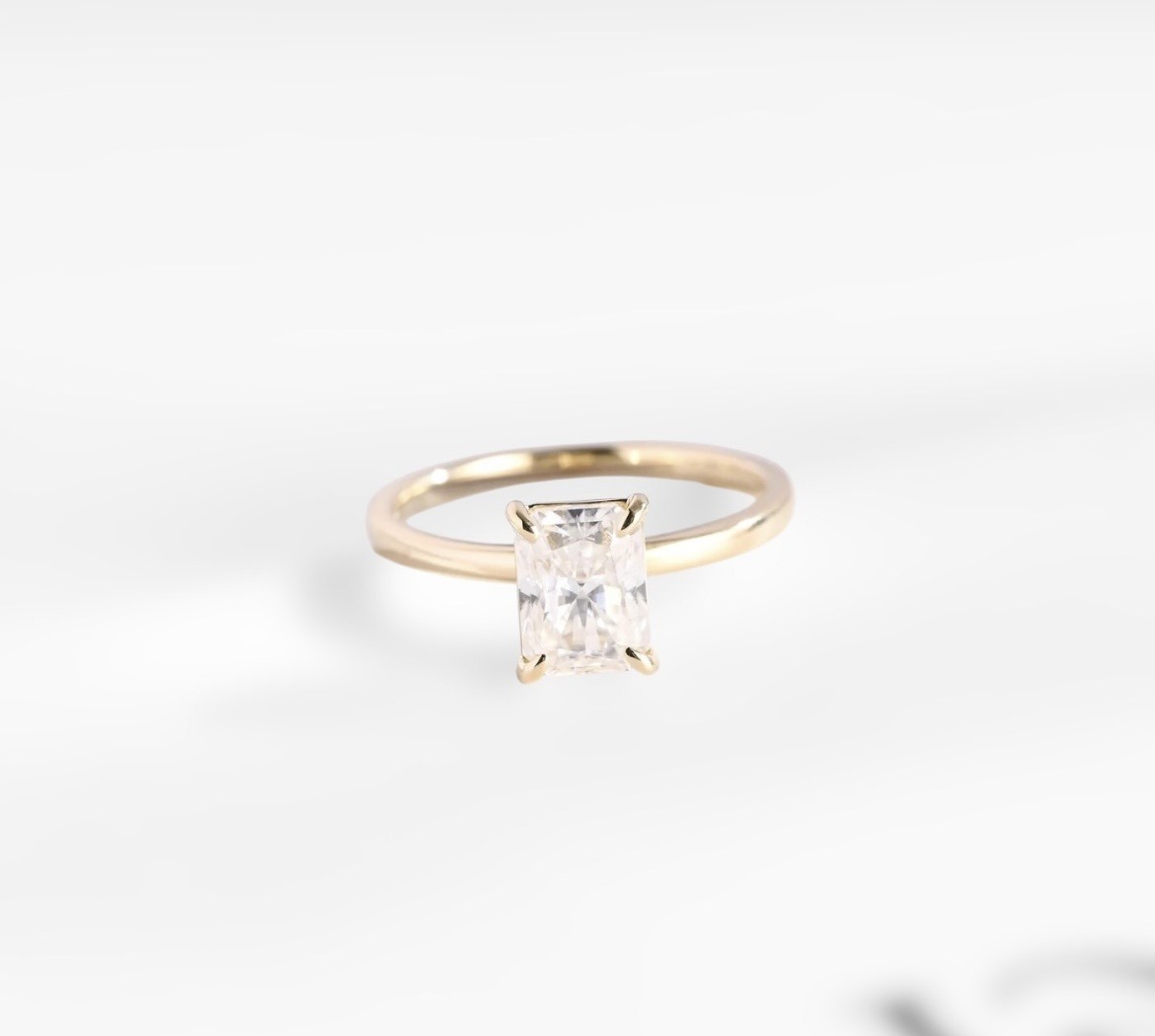Emerald-Cut Radiant Solitaire Ring in 14k Gold - Zaveri Mahal Jaipur