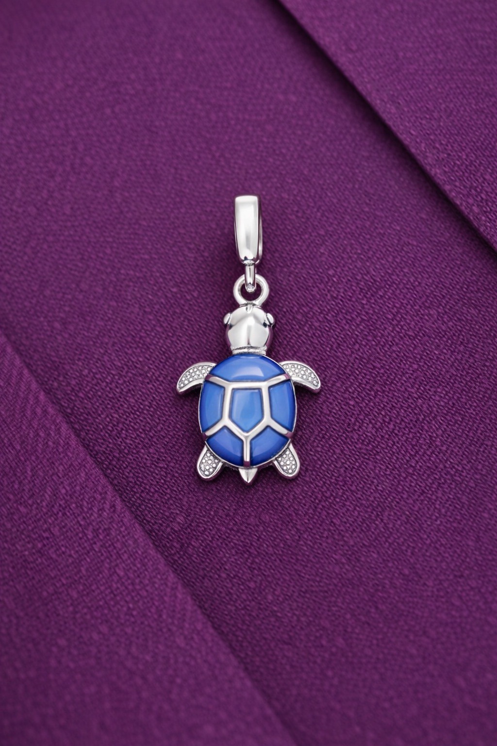 Royal Cobalt Blue Guilloché Enamel Sea Turtle Pendant - Zaveri Mahal Jaipur